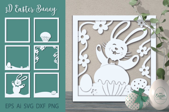 3D Easter Bunny Paper Cut: 3D SVG for Shadow Boxes