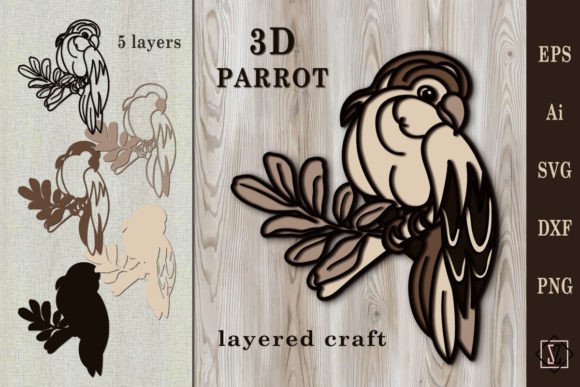 3D SVG Parrot: A Vibrant Shape for Craft