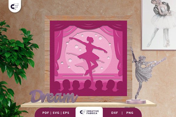 Ballet Dancer Paper Cut Light Box 3D SVG for Sports