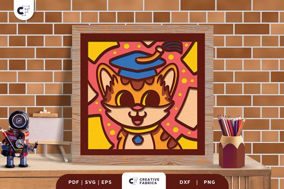Cat Graduation Party 3D SVG for School Crafts