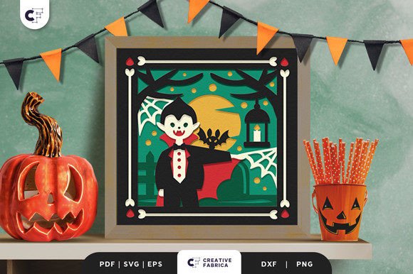 Cute Vampire and Bats 3D SVG for Halloween Branding