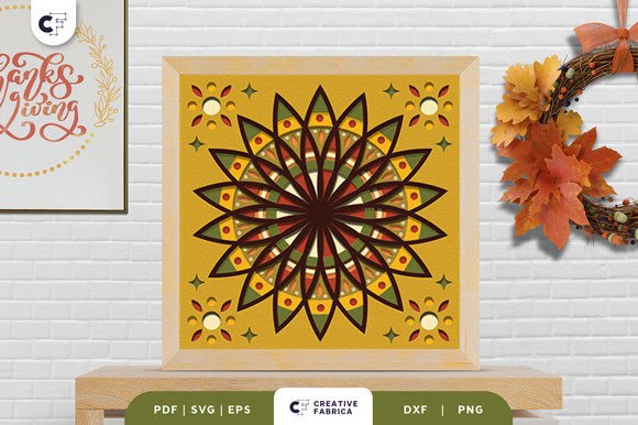 Fall Sunflower Mandala 3D SVG for Thanksgiving Crafts