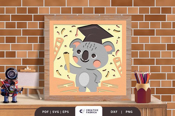 Graduating Koala 3D SVG for School Projects