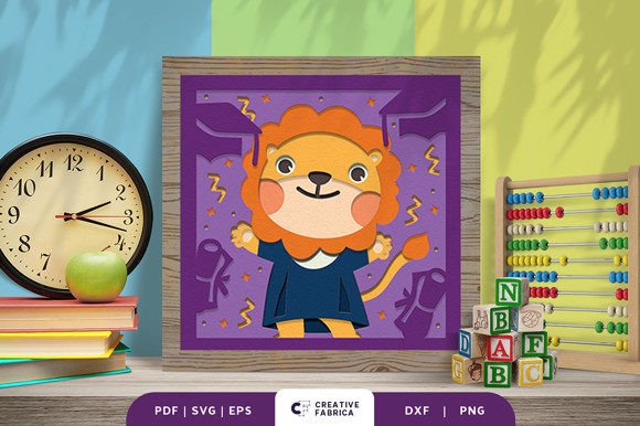Graduating Lion 3D SVG for School Branding