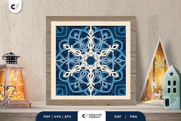 Intricate Snowflake Mandala 3D SVG for Winter