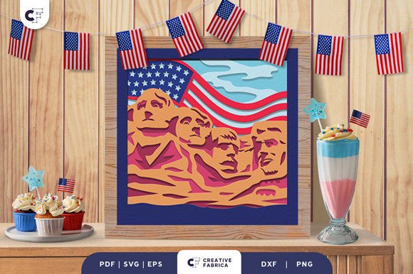 Mount Rushmore 3D SVG for Independence Day