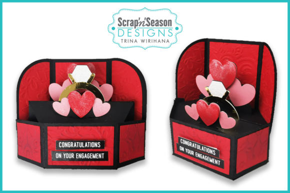 Popup Stage Card - Engagement Ring: 3D SVG Gift Boxes