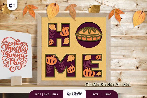 Pumpkin Pie HOME Light Box: 3D SVG for Thanksgiving