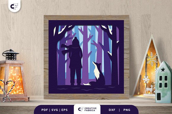 Review: Girl and a Fox in Winter Forest 3D SVG