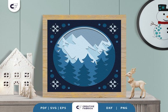 Snowy Pine Forest 3D SVG for Winter Shops