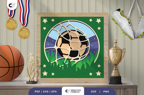 Soccer Goal Paper Cutting Light Box: 3D SVG for Sports