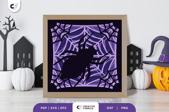 Spider Web 3D Shadow Box SVG for Halloween