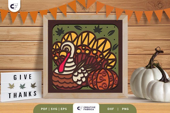 Turkey with Pumpkin 3D Shadow Box: A Thanksgiving 3D SVG Review