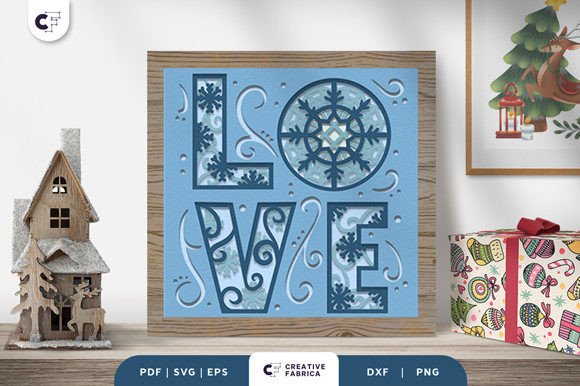 Winter Love Sign 3D SVG for Christmas Branding