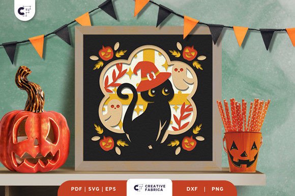 Witch Black Cat 3D Shadow Box: A Halloween 3D SVG Review