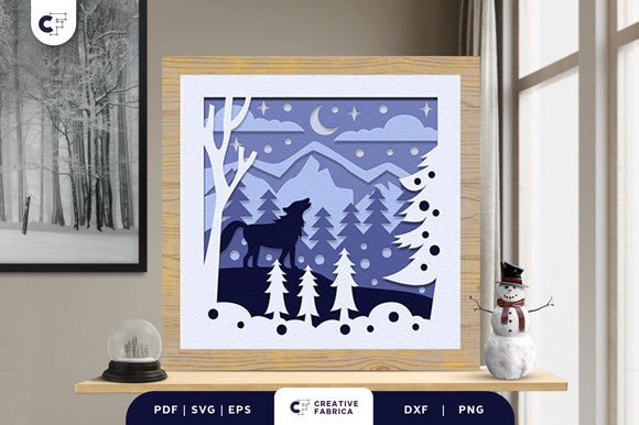 Wolf Winter Forest 3D SVG for Seasonal Crafts
